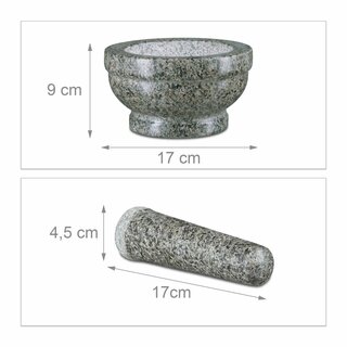Granit Mörser mit Stößel 17 cm