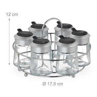 Streuer Set mit 6 Gew�rzgl�sern in Halterung