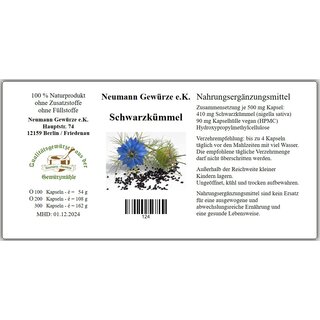 Schwarzkmmel Samen Kapseln (nigella sativa) 100 Kapseln