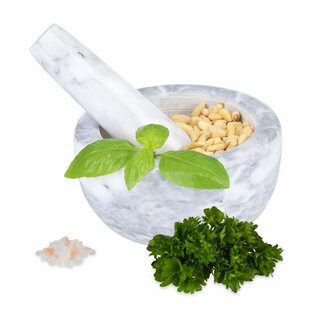 Mörser mit Stößel aus Marmor