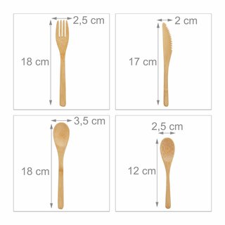 Bambus 41-teiliges Besteck Set Aus 100 % nachhaltigem Bambusholz
