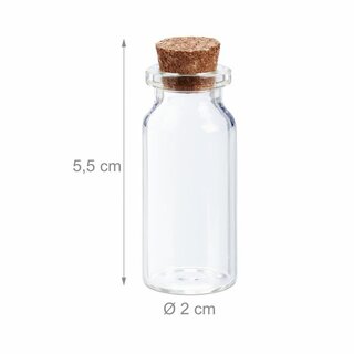 Mini Glasflasche mit Korken 1 Stck ca. 10 ml