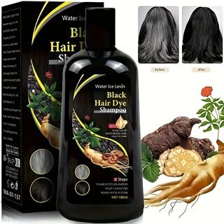 Schwarzes Haarfrbe-Shampoo 3-in-1, pflanzlich, 100 ml fr Mnner & Frauen