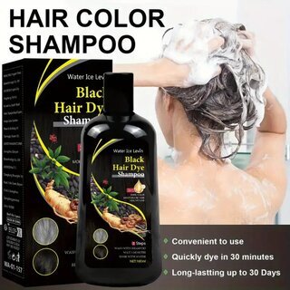 Schwarzes Haarfrbe-Shampoo 3-in-1, pflanzlich, 100 ml fr Mnner & Frauen