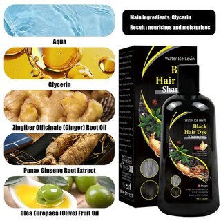Schwarzes Haarfrbe-Shampoo 3-in-1, pflanzlich, 100 ml fr Mnner & Frauen