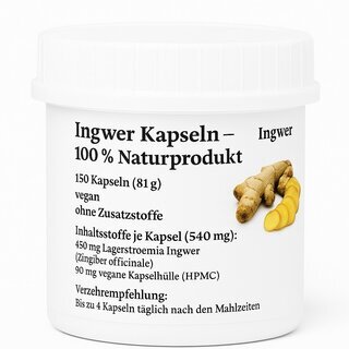 Ingwer Kapseln 100 % Natur, vegan, rein & frei von...