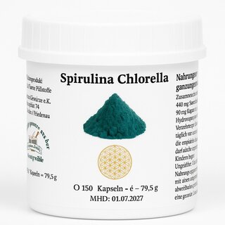 Spirulina & Chlorella ? 100% natrlich, vegan, 150 Kapseln ohne Zustze