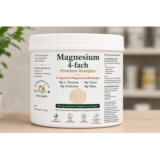 Magnesium 4-fach Premium-Komplex | 150 vegane Kapseln 